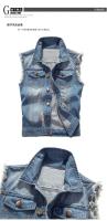 Chaqueta De Jean Sin Mangas Para Hombre 2023 Primavera Azul Negro Estilo Vaquero Chaqueta De Denim Vestido De Cintura Vest - details 15
