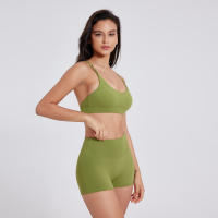 Sujetador De Fitness Para Mujer En Color Sólido Soporte Alto Con Push up Y Padded Espalda Cruzada Hollow Para Yoga Y Gimnasio Deporte Top Tensión Alta Absorbedora De Choque - details 9