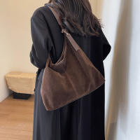 Bolso De Hombro Para Mujer Vintage Con Capa Mate Gran Capacidad Color Sólido Estilo Casual Retro Para Otoño Bolsa De Comercio - details 5