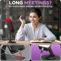 Height Adjustable Metal Mobile Phone Stand with 360° Rotating Base - Mobile Phone Holder Compatible with All iPhones and Android Smartphones (Black) - details 2