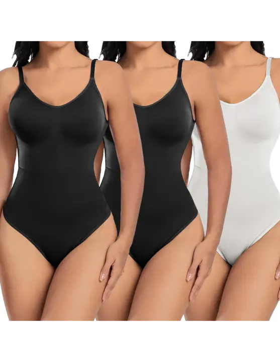 Mediawave Store Pack 3 Cuerpos de mujer 2 Negros 1 Blanco Contenedor Ajustable Correa Tank Top - 1