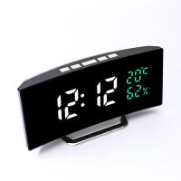 Reloj De Alarma Digital Con Pantalla Curva Mostrador De Tiempo/ Fecha/ Temperatura/Humedad 12/24h 3 Alarmas Ajustable Brillo Reloj De Mesa Europeo - details 16