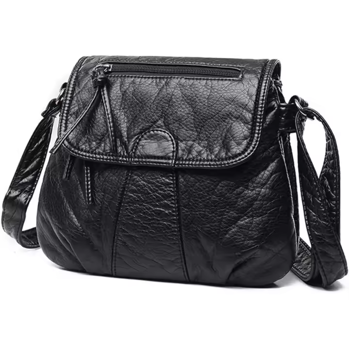 Bolsos cruzados para mujer, bolsos pequeños tipo mensajero, bolsos cruzados para mujer, bolso cruzado de piel sintética negra para colgar del hombro - 1
