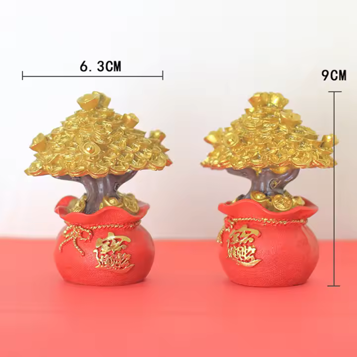 Árbol De La Suerte Feng Shui Decoración Para El Hogar Y Oficina Figura De Resina De Bienes Y Bendiciones De La Fortuna Decoración De Escritorio - 1