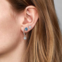 Pandora Pendientes de Botón en Plata de Ley Azul Redonda Brillante 296272C01，Incluye Caja Original - details 1
