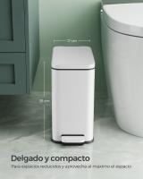 Cubo de Basura de 10 litros para Baño con Pedal - Compacto para Espacios Pequeños, Cierre Suave, Acero Inoxidable, Disponible en Blanco, Negro y Plata - details 1