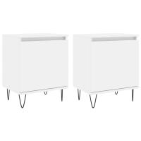 vidaXL Mesitas de noche 2 unidades madera de ingeniería 40x30x50 cm Blanco, Blanco brillante, Roble Sonoma Mesita habitacion mesitas de noche dormitorio para Salón, Estudio, Mesa Auxiliar - details 0