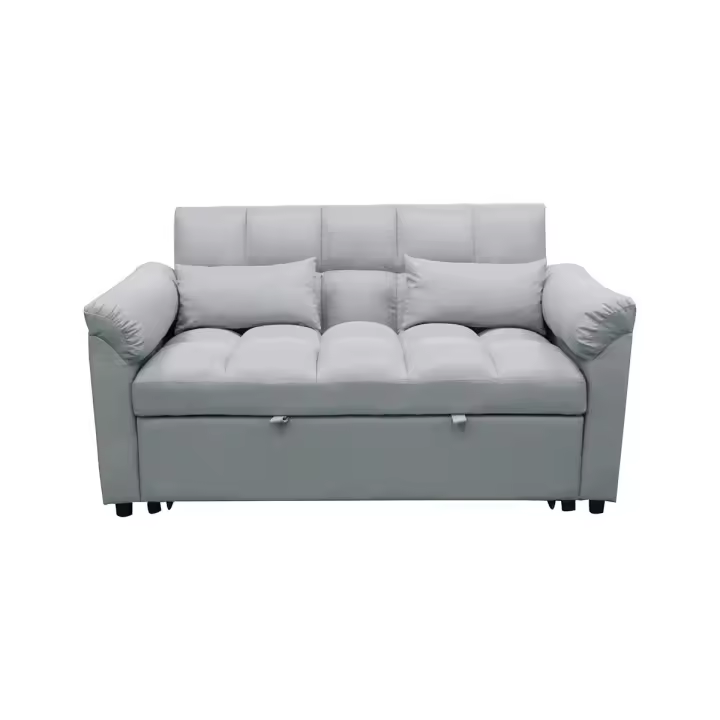 Sofa Cama Gris Claro  de Matrimonio 161x88cm (Cama: 135x190cm) Tokio - 1