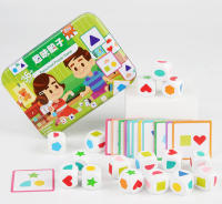 Juego De Tablero De Dados Con Formas Para Niños Juguete Educativo Montessori Cartas De Alineación Geométrica Juego De Memoria Para Desarrollar El Pensamiento Y La Socialización - details 1