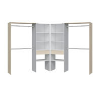 Meimon Vestidor Hera Doble – Armario Abierto Modular con Cajones, Vestidor abierto doble hera con 4 barras para colgar, 8 estantes y 2 cajones. Diseño moderno en blanco y roble, ideal para organizar tu ropa con estilo y máxima capacidad - details 1