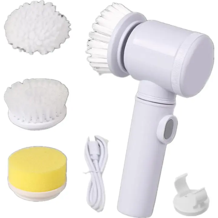 Cepillo de limpieza eléctrico, fregador giratorio de mano, fregador eléctrico con 3 cabezales de cepillo, kit de limpieza automática para bañera, cocina, azulejos, ventanas, bañera, platos - 1