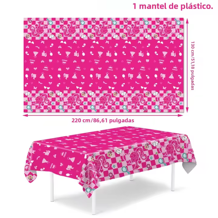 Mantel De Fiesta Tema Rosa Para Niñas Decoración De Cumpleaños Y Boda De Princesa Cubierta De Mesa Para Bebés De 1 Año Supplies - 1