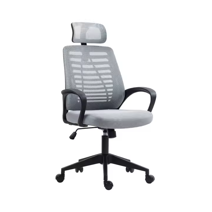 7H SEVEN HOUSE - Silla de Escritorio Ergonómica TaskMaster Pro, Reposacabezas, Respaldo Transpirable, Altura Ajustable, Reclinable, Soporte Lumbar, Reposabrazos y Ruedas, Negro/Gris Oscuro/Gris Claro - 1