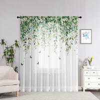 2 Piezas Cortinas De Ventana Decorativas Con Estampado De Planta Y Mariposa HD Digital Para Estilo Rústico Dormitorio Y Sala De Estar - details 8