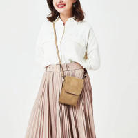 Bolso Bandolera De Cuero PU Minimalista Y Moda Para Mujer Bolsa De Teléfono Móvil Diseñadora Bolsa Pequeña De Hombro Sencillo - details 0
