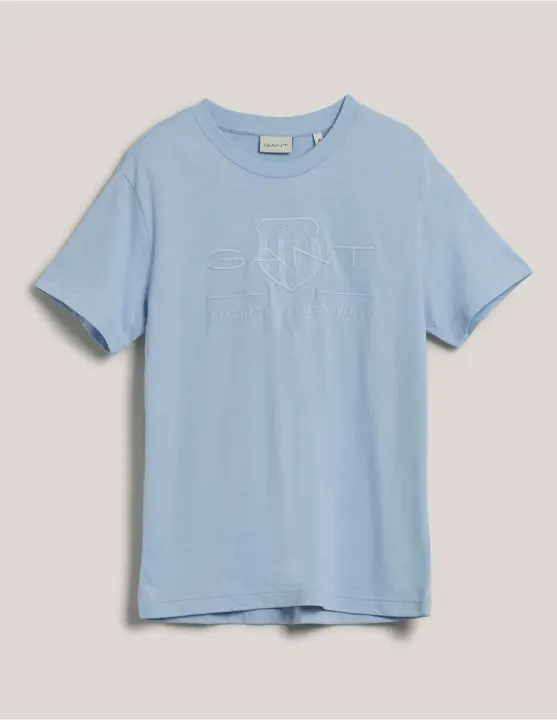 GANT Camiseta marca Gant de hombre con bordado de logo Tonal  FRESH BLUE - 1
