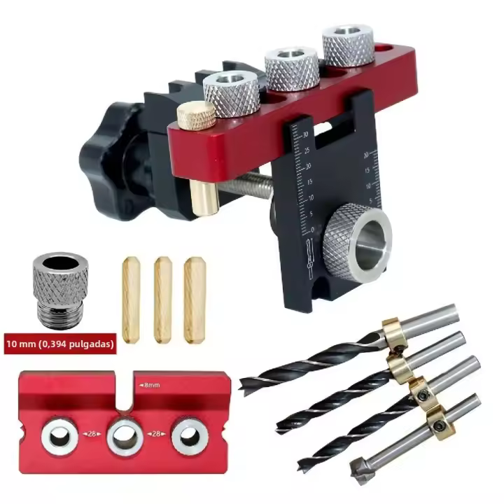 Juego De Guía De Agujeros Para Carpintería 3 En 1 Universal Juego De Cam Jig Localizador De Agujeros De Madera Ajustable Kit De Guía De Agujeros De Bolsillo - 1