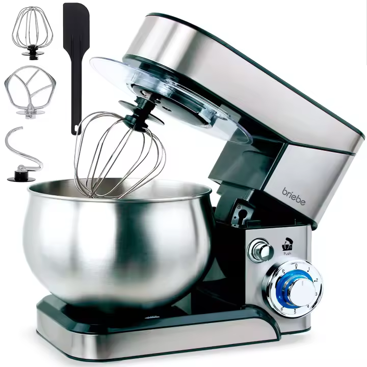 Briebe KM1114 Batidora Amasadora Repostería Profesional Robot Cocina 5 L, Movimiento Orbital, Varillas, 1800W, Acero Inoxidable - 1