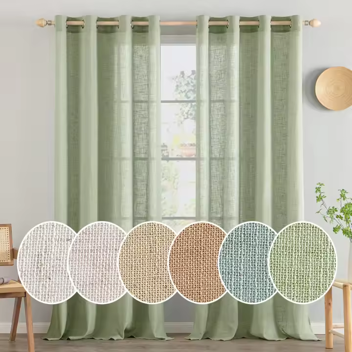 Cortinas de Puerta de Balcón de Dos Piezas Transparentes con Persianas 241x132cm - 1