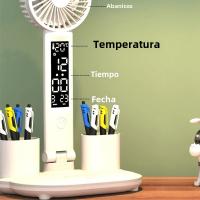 Lámpara De Escritorio LED Con Reloj Y Ventilador Recargable Por USB Luz Nocturna Plegable Protección Ocular Para Lectura Y Dormitorio - details 3