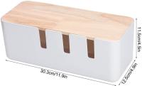Caja de almacenamiento de cables, Organizador de cables con tapa de Madera para TV, computadora, recleta de enchufes, Cargador de línea, 30,3x12,5x11,5 cm - details 0