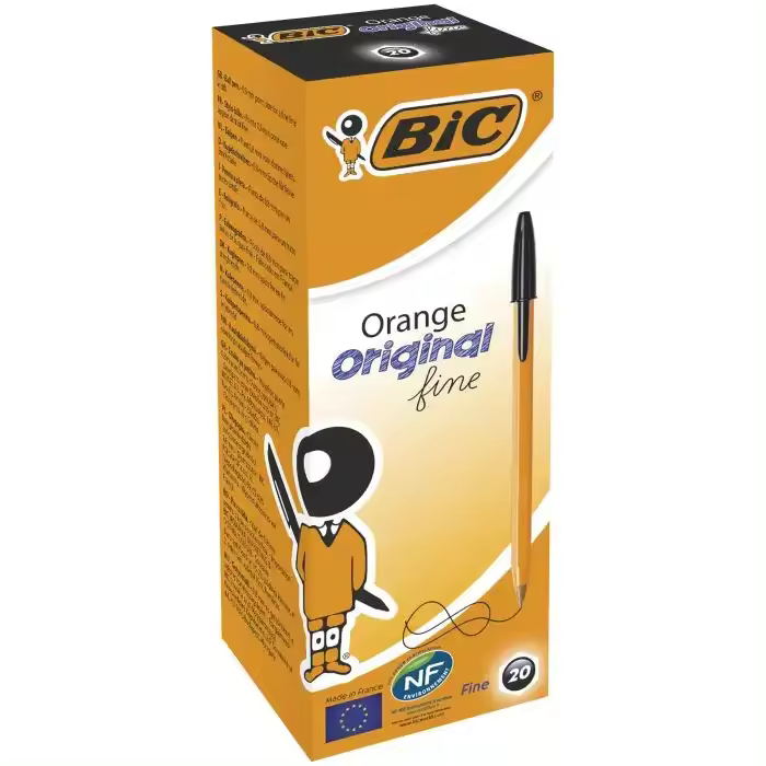 BIC Orange Original Fine Bolígrafo Punta Fina (0,8 mm) Color Negro (Caja de 20 uds.) - 1