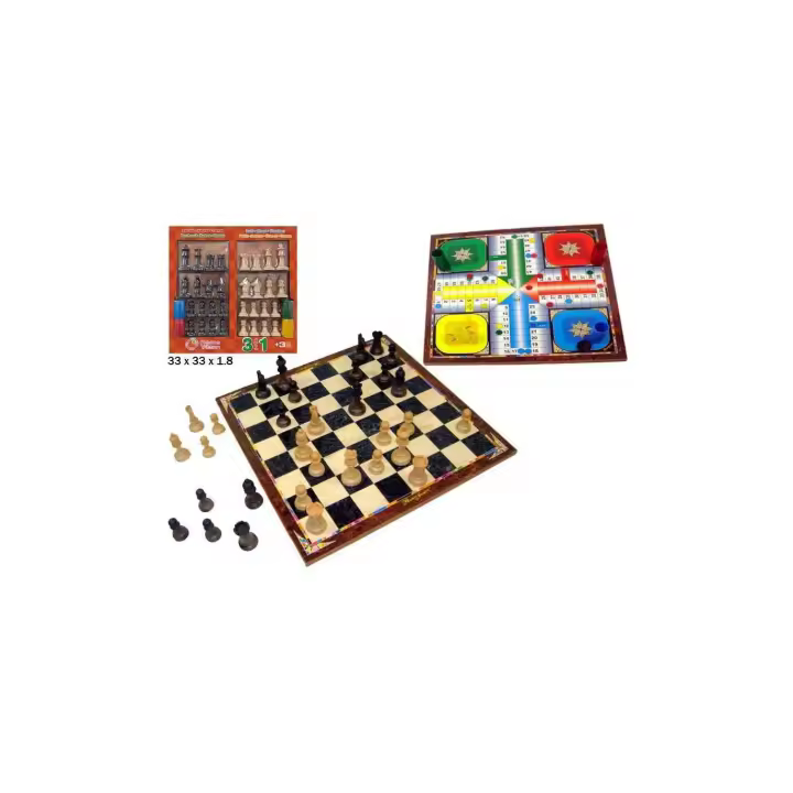 JUEGO DE MESA 3 EN 1 AJEDREZ, DAMAS Y PARCHIS CON TABLERO 40 CM +3 RAMA TRITTON OFICIAL Y ORIGINAL - 1
