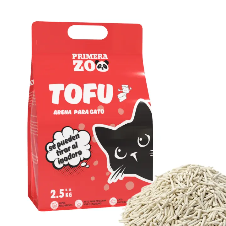 Primerazoo, Arena para Gatos de Tofu , Súper Absorbente y Sin Polvo , Control de Olores, Se puede tirar al Inodoro, 6L/Bolsa - 1