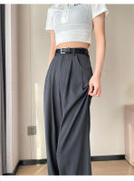 Pantalones Anchos De Pierna Con Cinturón Para Mujer Cintura Alta Elegante Minimalista Sueltos Ajustables Para Todas Las Estaciones - details 5