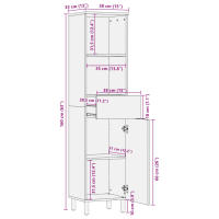 vidaXL Mueble de baño de madera maciza de mango negro 38x33x160 cm - details 7