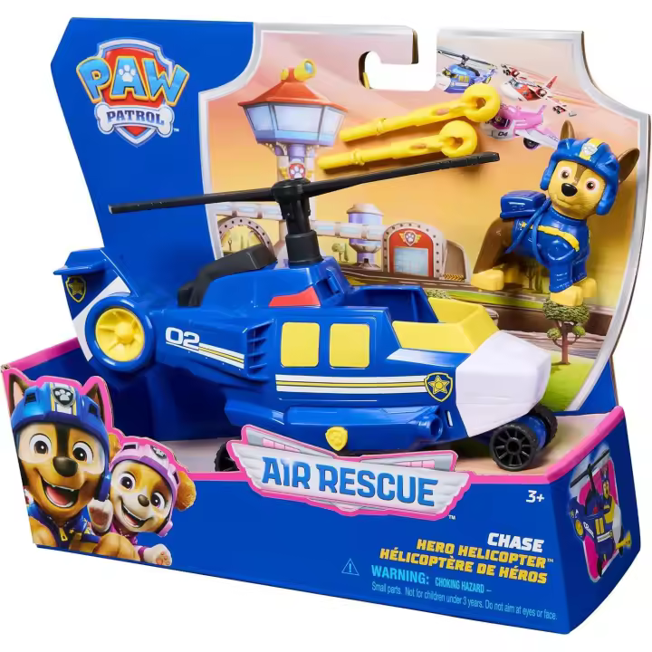 Patrulla Canina - Pack Figura Chase Air Rescue Y HELICÓPTERO Lanza PROYECTILES - Patrulla Canina Juguetes - Regalo Niño +3 años (Spin Master 6071173) - 1