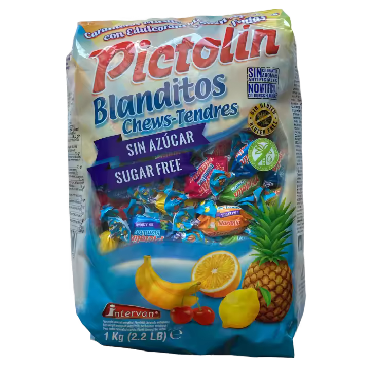 Pictolín Blanditos Sin Azúcar 5 sabores (Naranja, Piña, Limón, Cereza y Plátano) 1 kg (200 ud) - 1