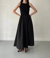 Nuevo Vestido Largo Elegante Y Sencillo Para Mujer En Color Negro Con Cuello Redondo Y Cintura Alta Estilo Moda Casual De Verano Sin Mangas - details 2