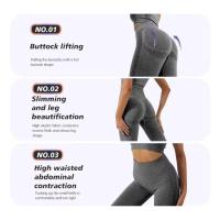 Leggings Deportivos Para Mujer En Color Sólido Cintura Alta Sin Costuras Secado Rápido Ajuste Slim Para Yoga Y Gimnasio - details 5