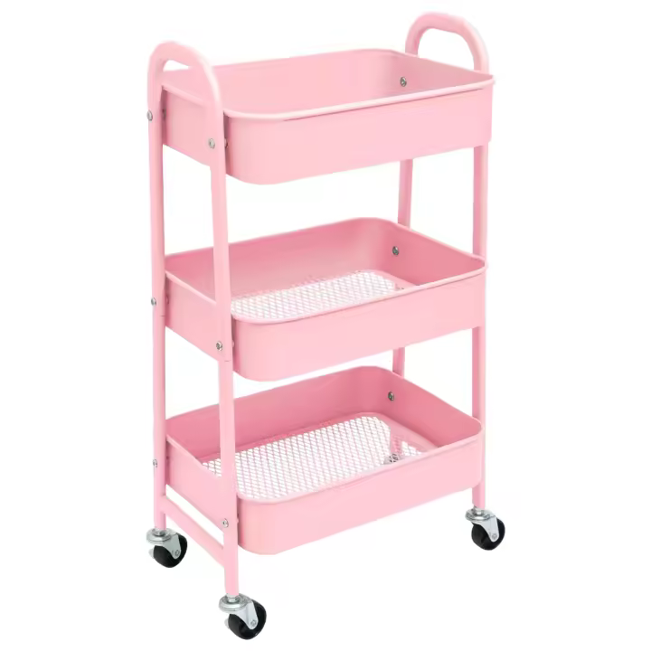 Carro de Almacenamiento Carrito Auxiliar con Ruedas Carro Cocina Carro Servicio Carrito Metalico con Ruedas 3 Niveles Carro Rodante Carro Organizador para Dormitorio Baño Oficina,Carrito de cocina o multiuso de tres niveles con rueda (FRUTA-002 1690 2090) - 1