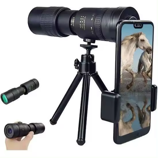 Telescopio Monocular con Zoom Supertelefoto 4K 10-300X40mm Telescopio, Para Telefono Móvil HD Para Exterior, con Tripode LP002935 - 1