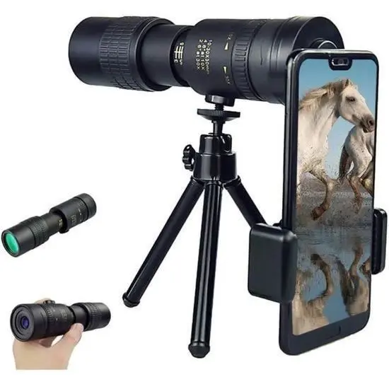 Telescopio Monocular con Zoom Supertelefoto 4K 10-300X40mm Telescopio, Para Telefono Móvil HD Para Exterior, con Tripode LP002935 - 1