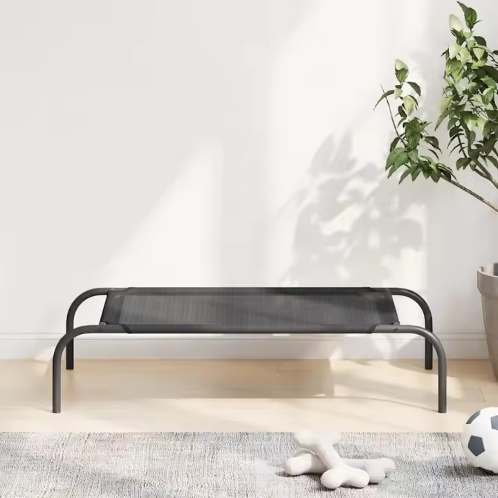 Cama de perro elevada negra textilene S - 1