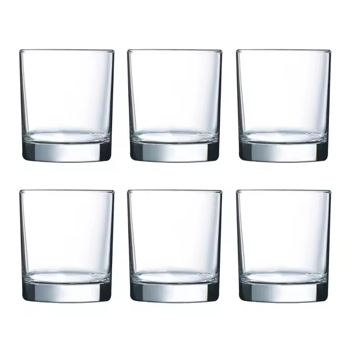 Set 6 Vasos Bajos Luminarc Islande 30CL Transparente - Fabricado en Francia - 1