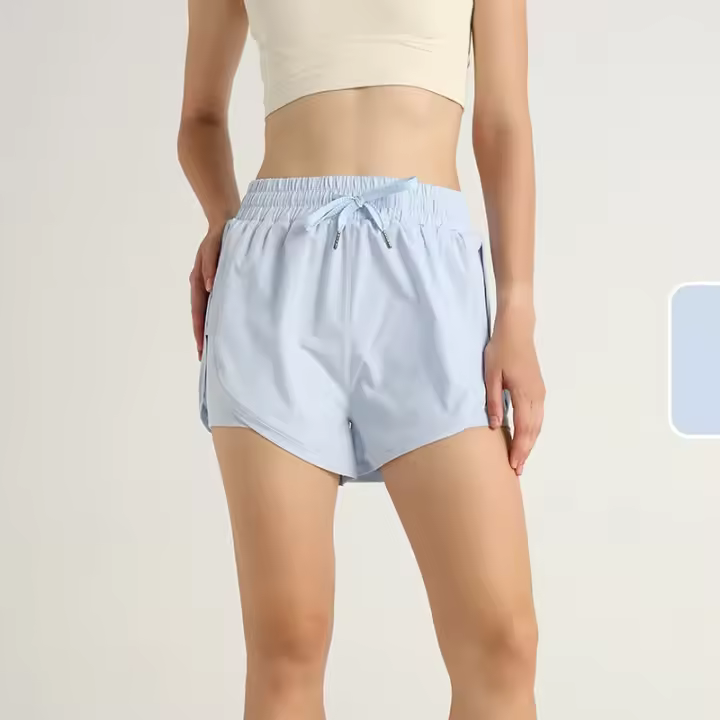 Shorts De Yoga Para Mujer Deporte Al Aire Libre Running Transpirables Secado Rápido Cintura Alta Ligeros Y Sueltos - 1