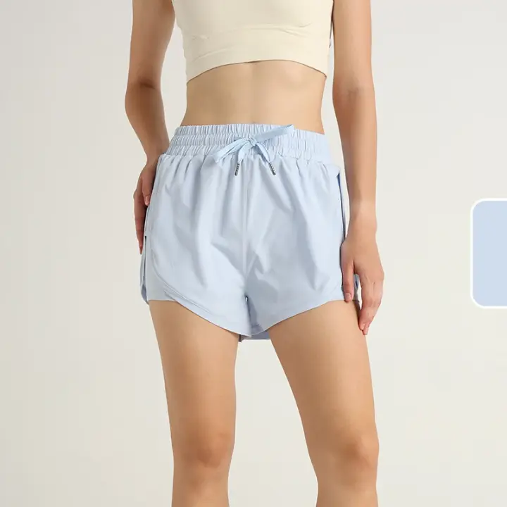 Shorts De Yoga Para Mujer Deporte Al Aire Libre Running Transpirables Secado Rápido Cintura Alta Ligeros Y Sueltos - 1