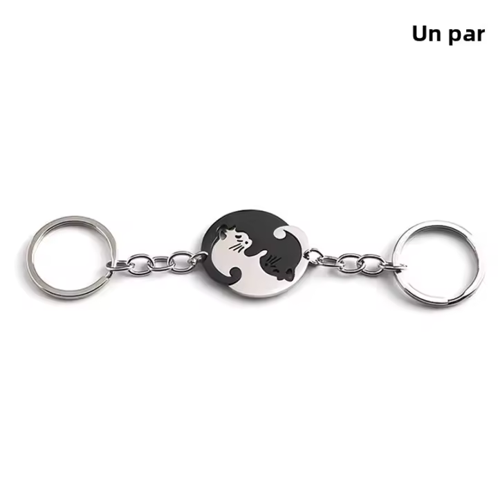 Llavero De Gato Abrazador Creativo Y Original Con Corazón Redondo Para Parejas Accesorios De Regalo Para Llaves De Coche Y Bolsos - 1