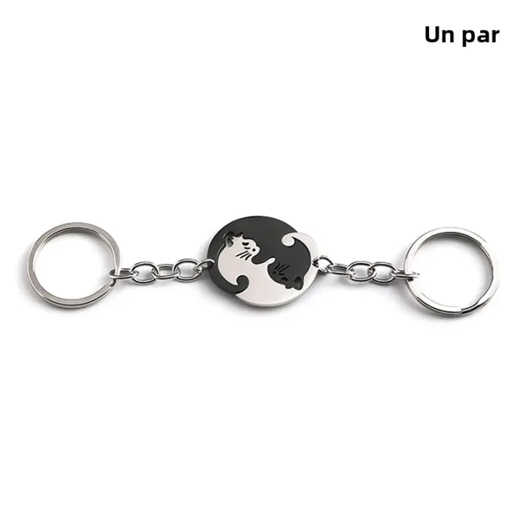 Llavero De Gato Abrazador Creativo Y Original Con Corazón Redondo Para Parejas Accesorios De Regalo Para Llaves De Coche Y Bolsos - 1