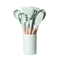 Juego De 12 Piezas De Utensilios De Cocina Ecológicos Con Mango De Madera Y Silicona No Adherente Resistentes Al Calor Espátula Y Cuchara Para Sartén - details 12