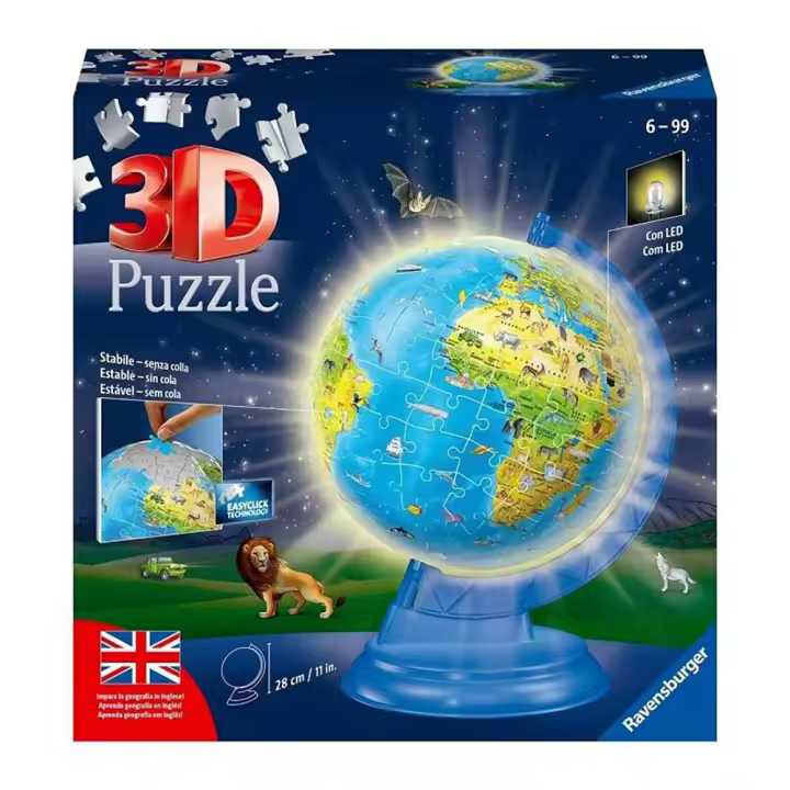 Puzzle 3D Globo Terráqueo con luz 180  Piezas, Ravensburger, 11498 - 1