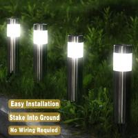 Lámpara Solar De Acero Inoxidable Para Jardín Y Paseo Exterior Cilíndrica Larga Instalación Plug-in Iluminación De Paisaje - details 5