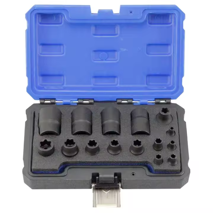 JOMAFA - Juego de vasos de impacto TORX PLUX con Vaso para quitar cubierta de bateria de TESLA 1/4, 3/8 y 1/2 - TSL15 - 1