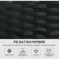 Outsunny Conjunto de Jardín de Ratán Sintético Juego de 4 Piezas Muebles de Jardín con 2 Sillones 1 Sofá de 2 Plazas 1 Mesa de Centro con Tablero de Vidrio y Cojines Negro y Crema - details 4