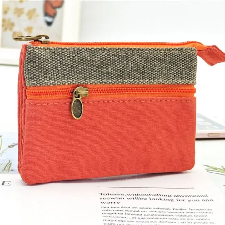 Monedero Corto De Algodón Para Mujer Bolso De Monedas Y Tarjetas Mini Bolso De Mano Para Niñas Y Damas Tamaño 12x9cm - 1
