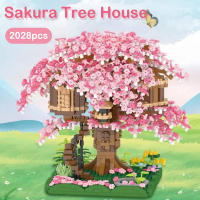 Juguete Educativo Para Niños Casa En Un Árbol De Cerezo Miniatura Bloques De Construcción Micro De Alta Calidad Con Flor De Cerezo Para Juego De Construcción - details 0